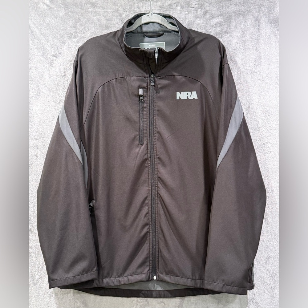 NRA Men’s Soft Shell Jacket Full Zip Black And Grey Size XL